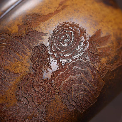 Handmade Yixing Purple Clay Teapot 620ml - Wood-Fired Dragon Bone Gold Sand Xi Shi Gongfu Tea Pot
