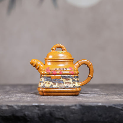 Guyuan Qingmeng Yixing Teapot — Fire-Glazed Golden Duanni, 250ml | Gift Set