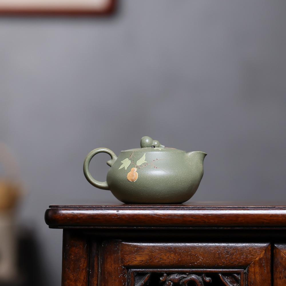 Fu Lu An Kang Yixing Teapot | Raw Dou Qing Sha Celadon Zisha Clay | Handcrafted 140ml