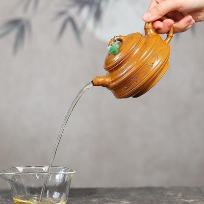 Qing Feng Zhu Gu Yixing Teapot | Raw Huang Jin Duan Ni Golden Clay | Handcrafted 320ml