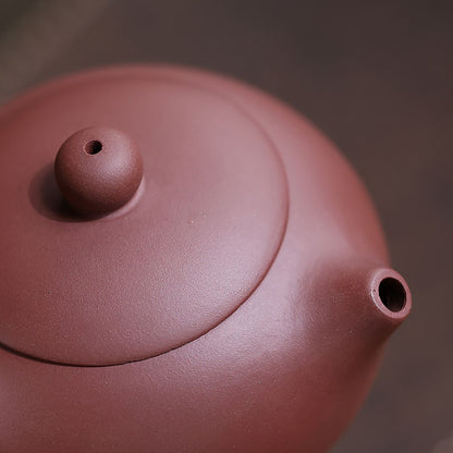 Flat Xishi Yixing Teapot — Handcrafted Zini Purple Clay, 220ml