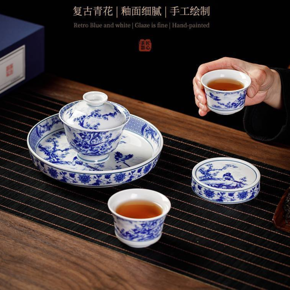 Jingdezhen Magpie & Plum Blossom Gongfu Tea Set – Xi Shang Mei Shao | Luxury Gift Box | 5-Piece