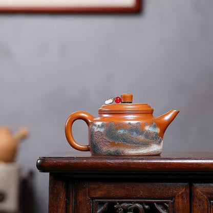 De Zhong · Wan Li Chang Jiang Yixing Teapot | Duan Ni Fire-Glazed Clay | Handcrafted 260ml