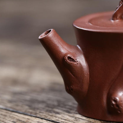 Weathered Stump Rustic Grace Yixing Teapot - Original Mine Purple Clay 250ml
