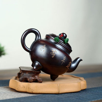 Lian Nian You Yu Yixing Teapot | Authentic Raw Gu Hong Ni Red Clay | Handcrafted 260ml