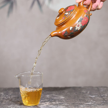 Mudan Fanggu Yixing Teapot — Fire-Glazed Golden Duanni, 450ml | Gift Set