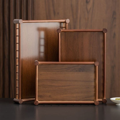 Bamboo Rectangular Serving Tray – Walnut Finish | Tea Tray, Pastry & Storage Organizer