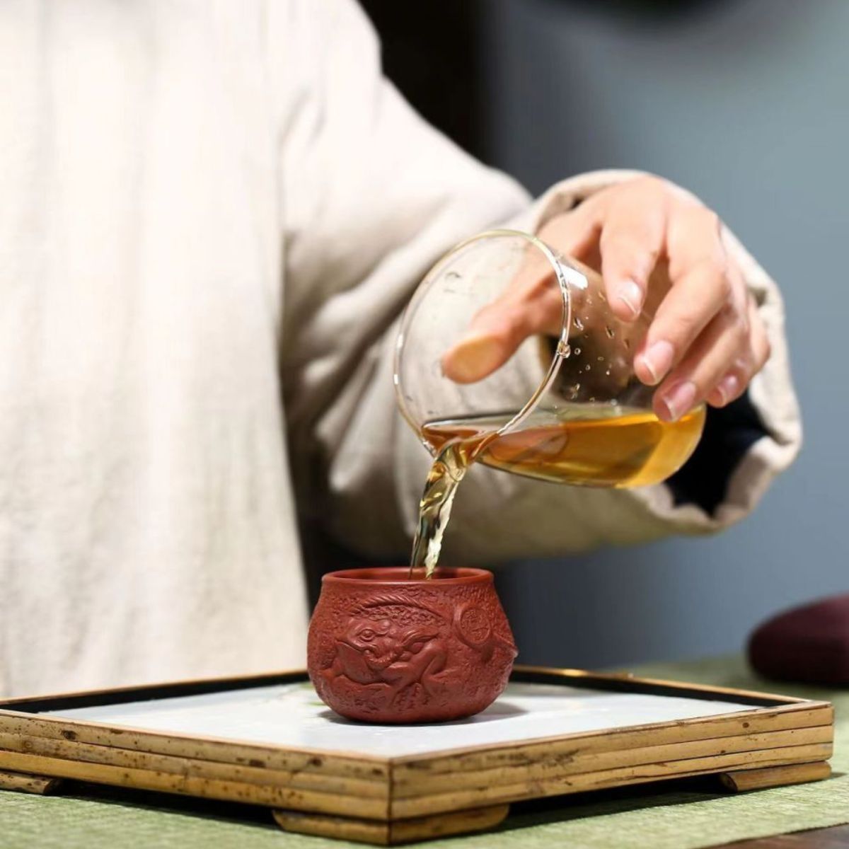 Handmade Yixing Purple Clay Tea Cup 80ml - Dahongpao Zao Red Clay Golden Toad Master Cup