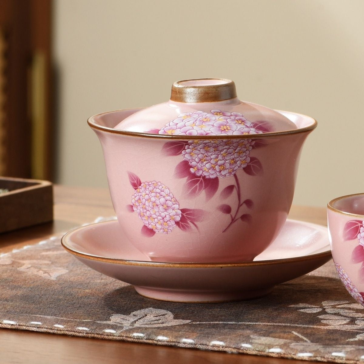 Pink Cherry Blossom Gaiwan Tea Set