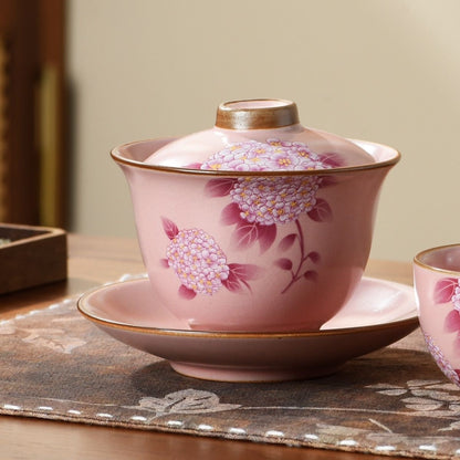 Pink Cherry Blossom Gaiwan Tea Set