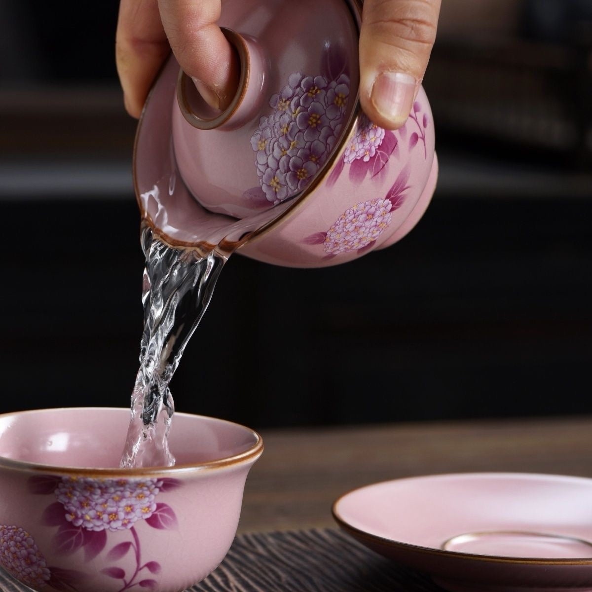 Pink Cherry Blossom Gaiwan Tea Set