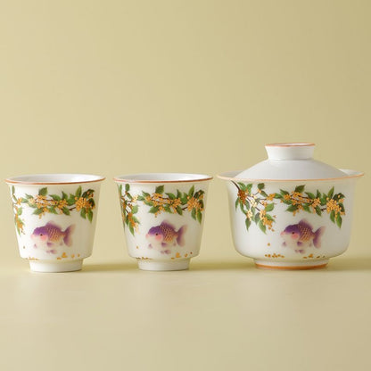 Osmanthus & Fish Gaiwan Tea Set