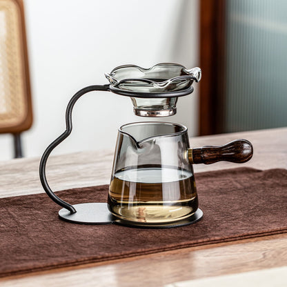 Glass Fair Cup with Integrated Tea Strainer & Stand – Minimalist Tea Ware Set