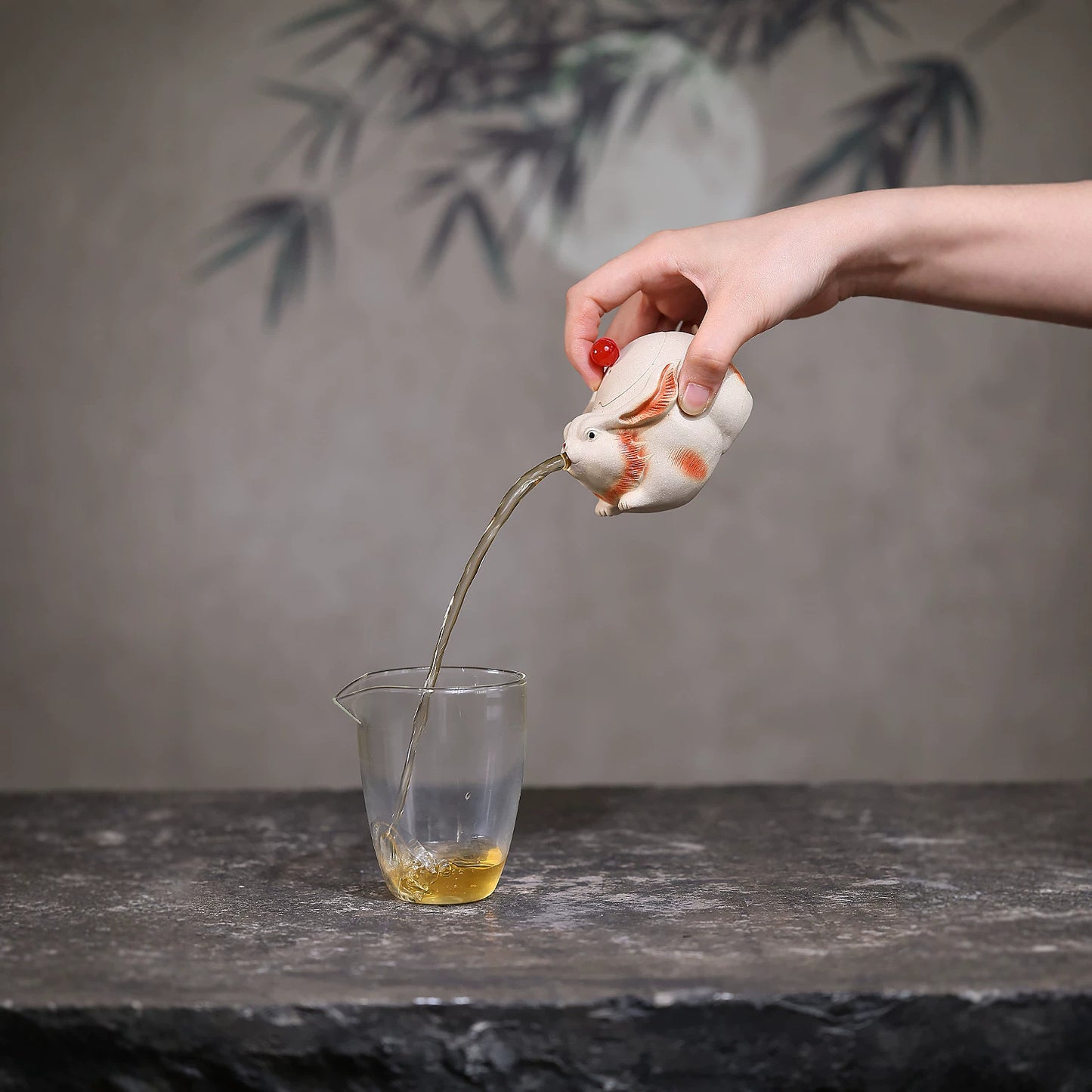 Yutu Hand-Grip Teapot — Handcrafted White Duanni Clay, 130ml