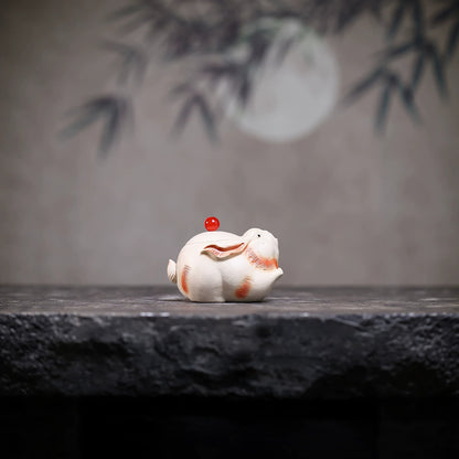 Yutu Hand-Grip Teapot — Handcrafted White Duanni Clay, 130ml