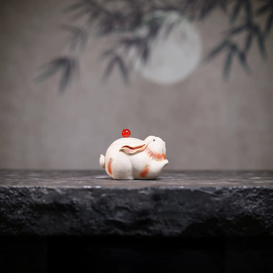 Yutu Hand-Grip Teapot — Handcrafted White Duanni Clay, 130ml