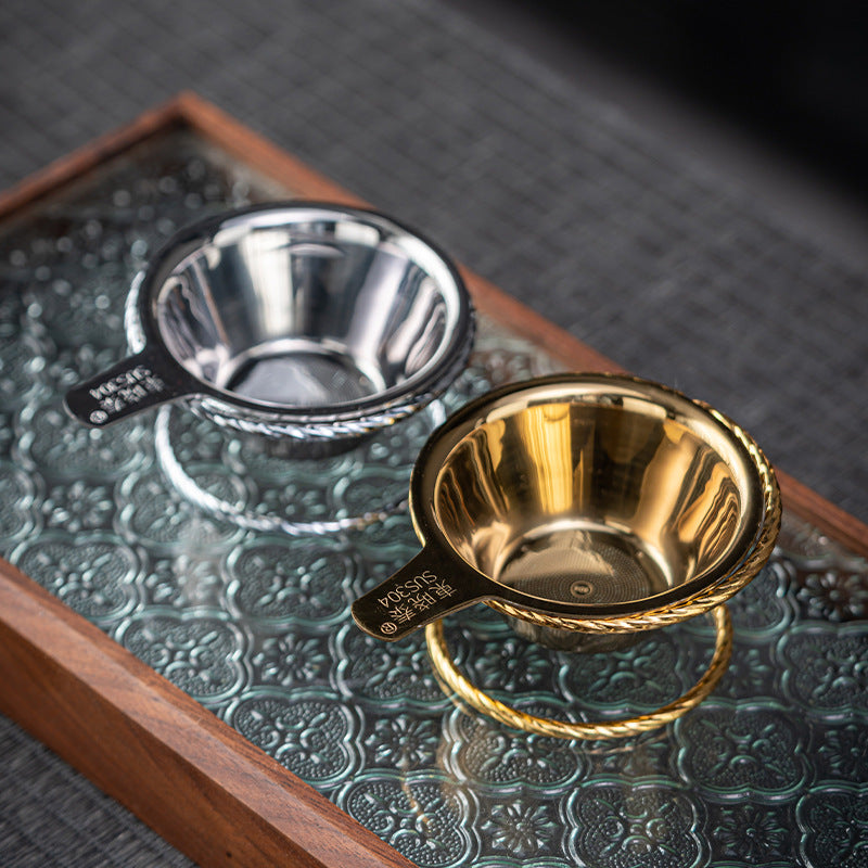 Fine-Mesh Stainless Steel Tea Strainer with Base