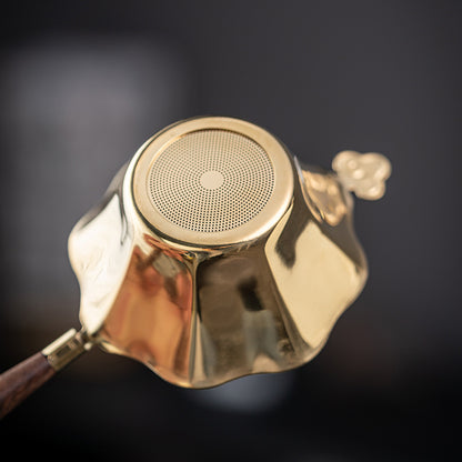 Gold Decorative-Rim Stainless Steel Tea Strainer