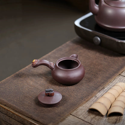 Shishi Ruyi Yixing Teapot — Handcrafted Zisha Purple Clay, 210ml