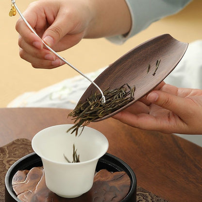 Wood Tea Scoop & Metal Tea Pick Set with Charm – 3 Wood Varieties (Ebony / Walnut / Rosewood)
