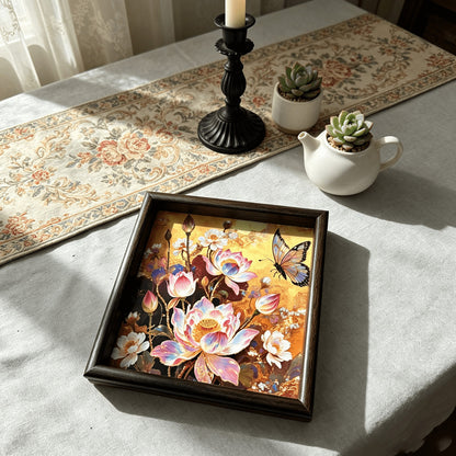Golden Butterfly Tea Tray Set of 2 – Decorative Dry Tea Tray & Jewelry Organizer