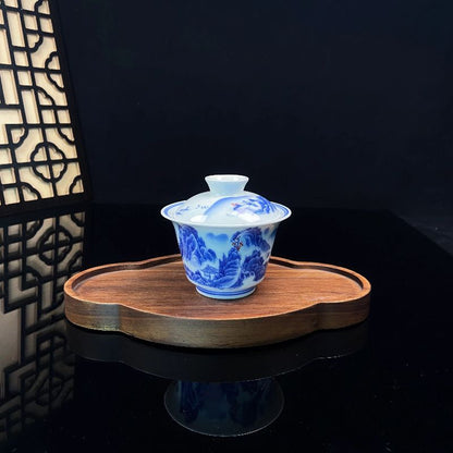 Jingdezhen Blue & White Landscape Gongfu Tea Set – Underglaze Porcelain | 5-Piece