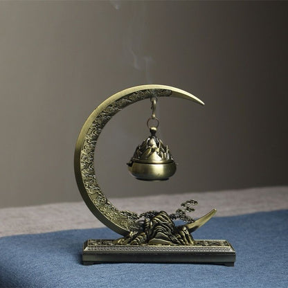 Yun Yue Shan Chuan Hanging Backflow Incense Burner Gift Set – Dual-Use Alloy with 2 Incense Varieties