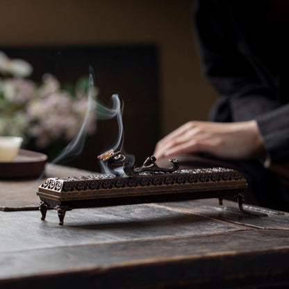 Ruyi Sapphire Tassel Lying Incense Burner – Alloy | 23cm | Copper & Brass (2 Colors)