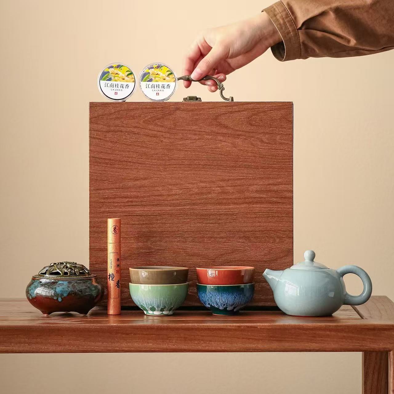Ru Yao Xi Shi Teapot & Incense Burner Portable Tea Gift Set – Complete Gongfu Tea Experience