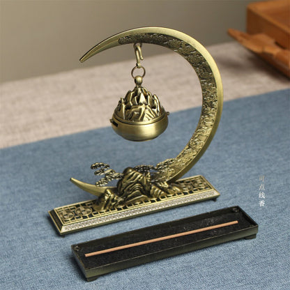 Yun Yue Shan Chuan Hanging Backflow Incense Burner Gift Set – Dual-Use Alloy with 2 Incense Varieties