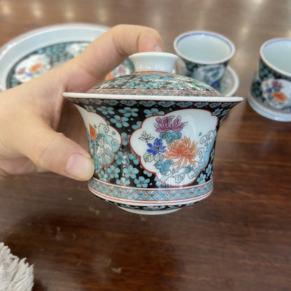 Jingdezhen Ink Ground Ice Plum Gongfu Tea Set – 5-Piece Gift Box