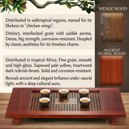 Kamjove KW-310 Solid Wood Gongfu Tea Tray Set | Wenge & Rosewood | Traditional Mortise & Tenon Craft