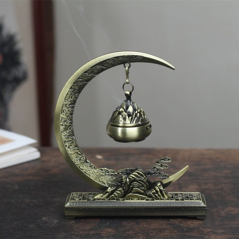 Yun Yue Shan Chuan Hanging Backflow Incense Burner Gift Set – Dual-Use Alloy with 2 Incense Varieties