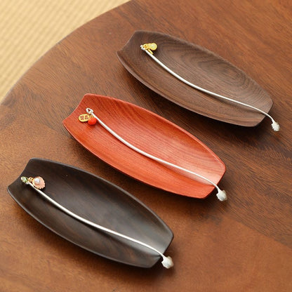 Wood Tea Scoop & Metal Tea Pick Set with Charm – 3 Wood Varieties (Ebony / Walnut / Rosewood)