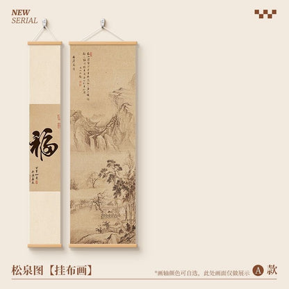 Chinese Ink Art Wall Scroll Set – Narrow & Wide | Tea Room Wall Decor Hanging Painting