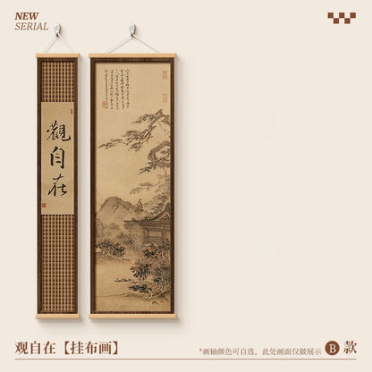 Chinese Ink Art Wall Scroll Set – Narrow & Wide | Tea Room Wall Decor Hanging Painting