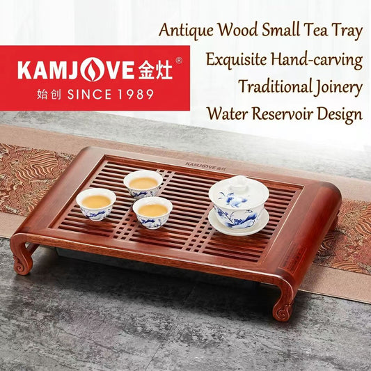 Kamjove KW-52 Solid Wood Tea Tray Set | Ancient Rosewood | Gongfu Tea Table with Accessories