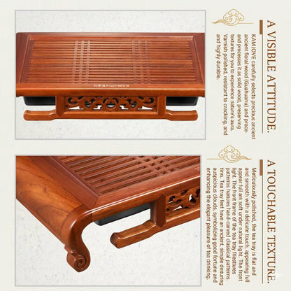 Kamjove KW-52 Solid Wood Tea Tray Set | Ancient Rosewood | Gongfu Tea Table with Accessories